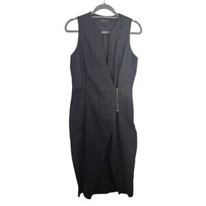 Finity 100% Linen Lined Sleeveless Black Dress Vintage